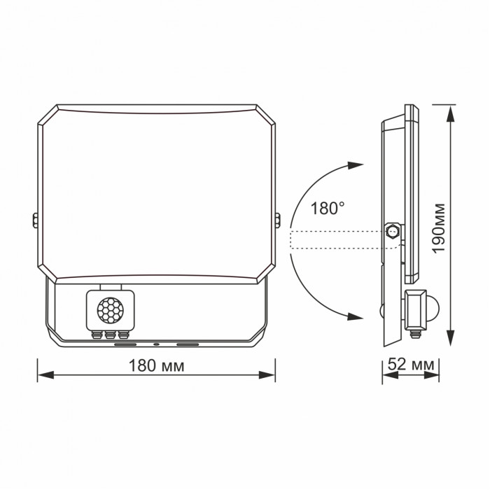LED прожектор VIDEX F3 50W 5000K с датчиком движения 220V Black (VLE-F3-0505B-S)