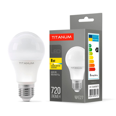 LED лампа TITANUM A60 8W E27 3000К