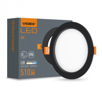 LED світильник Back вбудований круглий VIDEX 6W 5000K Black