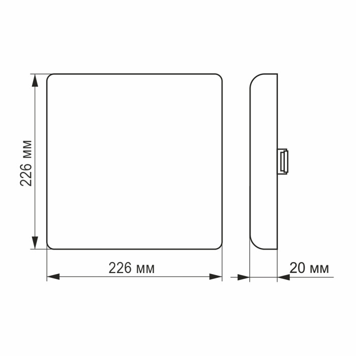 LED світильник безрамковий квадратний VIDEX 33W 4100K