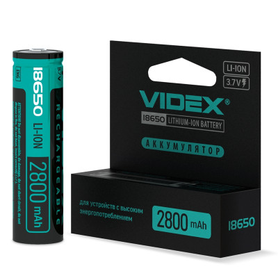 Аккумулятор Videx литий-ионный 18650-P (защита) 2800mAh color box 1шт