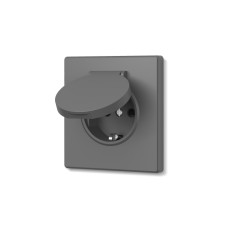 Розетка одинарная с заземлением и крышкой серый графит VIDEX NOTA (VF-NT-SK1GC-GR)