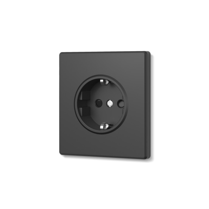 Розетка одинарная с заземлением угольно-черная VIDEX NOTA (VF-NT-SK1G-BL)