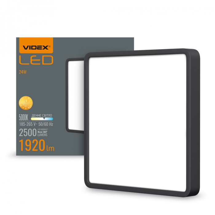LED Светильник накладной квадрат VIDEX 24W 5000K Black LED Светильник накладной квадрат VIDEX 24W 5000K Black