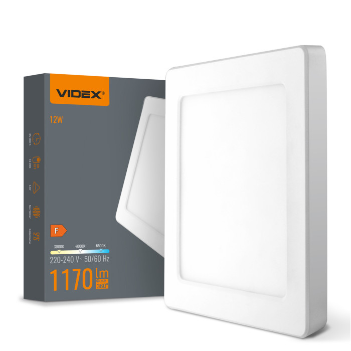 LED світильник квадратний VIDEX DL6S 12W 3000K-4000K-6500K White LED світильник квадратний VIDEX DL6S 12W 3000K-4000K-6500K White