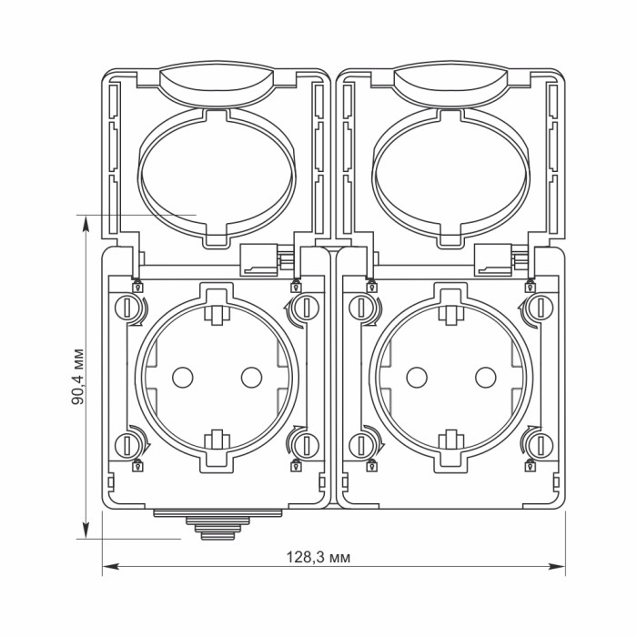 IP65 Розетка наружная двойная с заземлением серая VIDEX BINERA