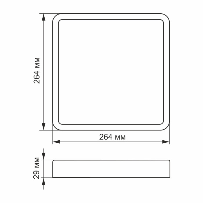 LED Светильник накладной квадрат VIDEX 24W 5000K Black