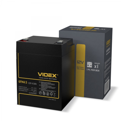 Аккумулятор свинцово-кислотный Videx 6FM4.5 12V/4.5Ah color box 1
