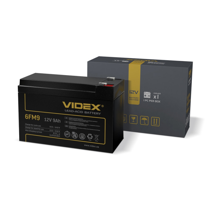 Аккумулятор свинцово-кислотный Videx 6FM9 12V/9Ah color box 1