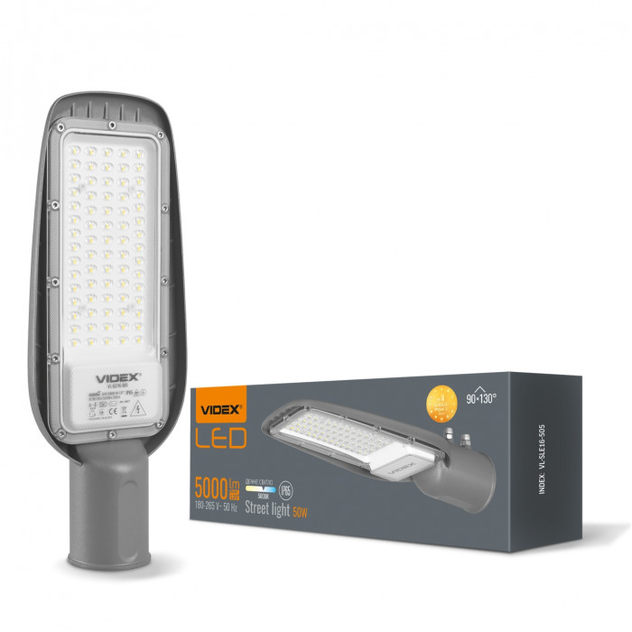 LED ліхтар вуличний VIDEX IP65 50W 5000Lm 5000K VL-SLE16-505