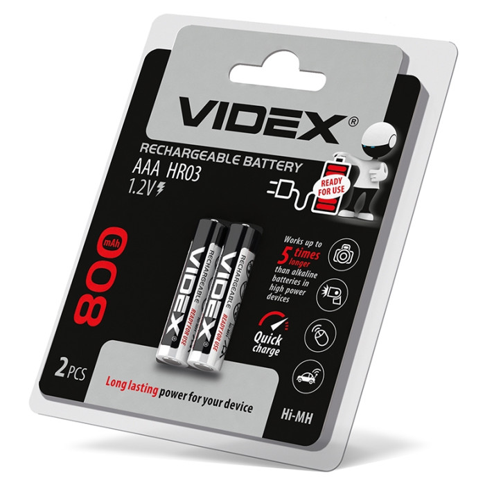 Акумулятори Videx HR03/AAA 800mAh double blister/2шт