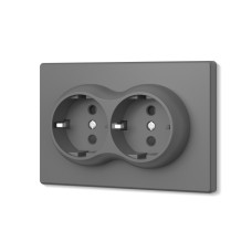 Розетка двойная с заземлением серый графит VIDEX NOTA (VF-NT-SK2G-GR)