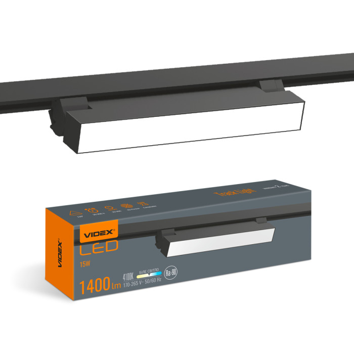 LED світильник трековий VIDEX TR05 15W 4100K 220V чорний LED світильник трековий VIDEX TR05 15W 4100K 220V чорний
