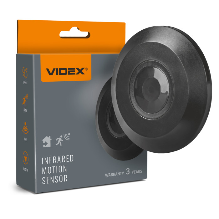 Датчик руху та освітленості VIDEX VL-SPC05B 220V 800W інфрачервоний чорний