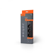 Мережевий подовжувач VIDEX ONCORD з/з 4п 3м (3x1.5мм) з кнопкою Black