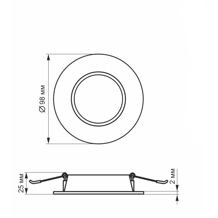 LED світильник Back вбудований круглий VIDEX 4W 5000K
