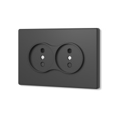 Розетка двойная без заземления угольно-черная VIDEX NOTA (VF-NT-SK2-BL)
