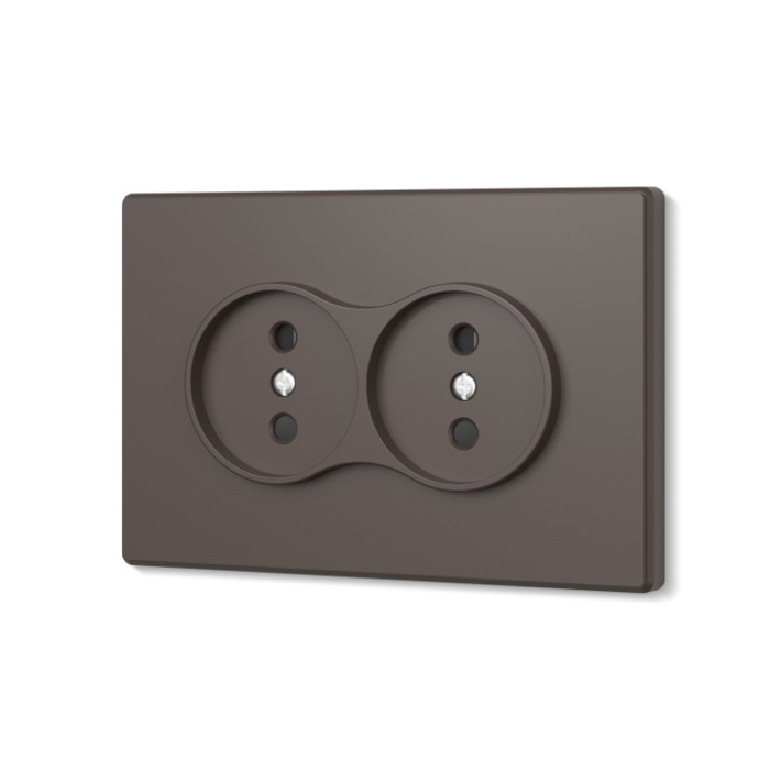 Розетка двойная без заземления мокко VIDEX NOTA (VF-NT-SK2-BR)