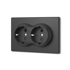 Розетка двойная с заземлением угольно-черная VIDEX NOTA (VF-NT-SK2G-BL)