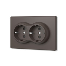 Розетка двойная с заземлением мокко VIDEX NOTA (VF-NT-SK2G-BR)