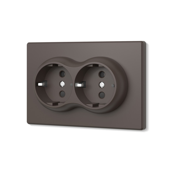 Розетка двойная с заземлением мокко VIDEX NOTA (VF-NT-SK2G-BR)