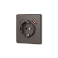 Розетка одинарная с заземлением USB-A+C 20W мокко VIDEX NOTA (VF-NT-SK1GUC-BR)
