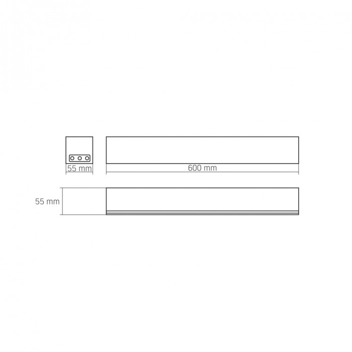LED світильник лінійний магістральний VIDEX BNL02 24W 0.6М 5000K 220V Black
