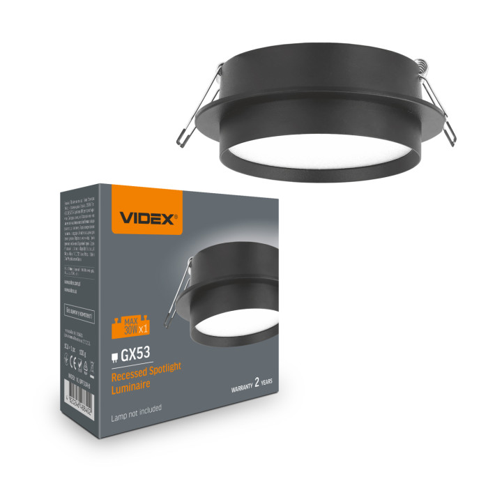 Светильник VIDEX под лампу GX53 врезной Круглый Черный (VL-SPF33R-B)