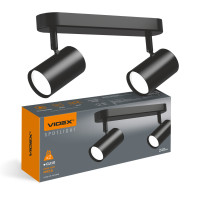 Світильник VIDEX під лампу 2xGU10 накладний поворотний чорний VL-SPF05B-BPB/28507