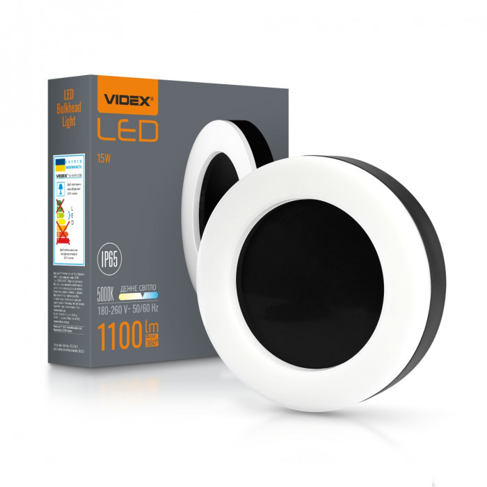 LED світильник ART IP65 круглий VIDEX 15W 5000K Black LED світильник ART IP65 круглий VIDEX 15W 5000K Black