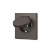 Розетка одинарная с заземлением и крышкой мокко VIDEX NOTA (VF-NT-SK1GC-BR)