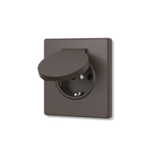 Розетка одинарная с заземлением и крышкой мокко VIDEX NOTA (VF-NT-SK1GC-BR)