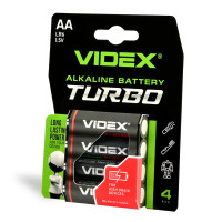 Батарейка лужна Videx LR6/AA Turbo 4шт BLISTER