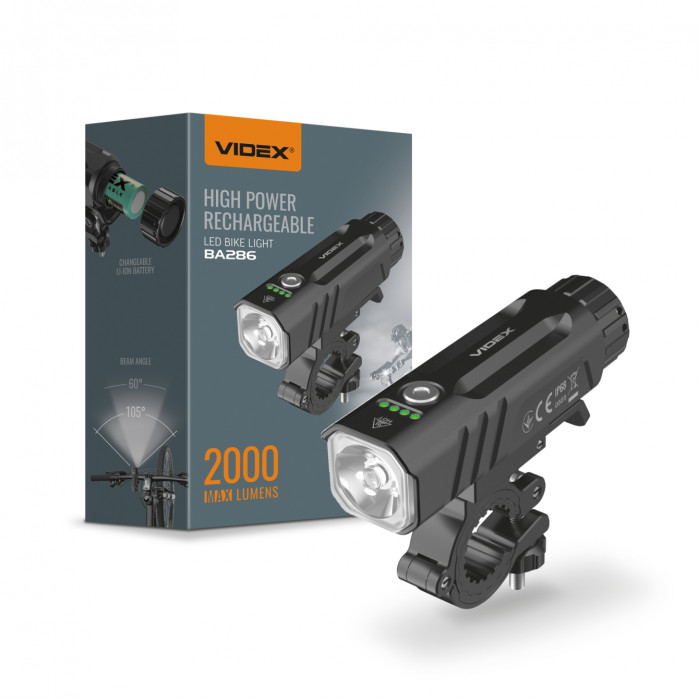Велофара VIDEX VLF-BA286 2000Lm 5000K Велофара VIDEX VLF-BA286 2000Lm 5000K