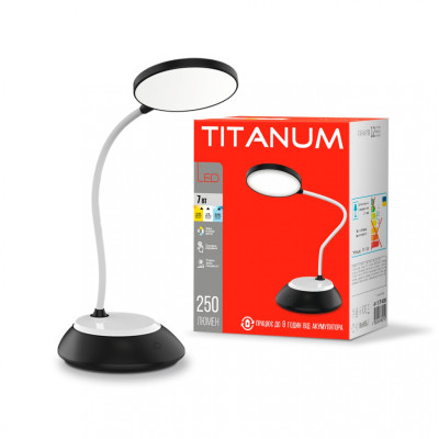 Лампа настольная LED TITANUM TLTF-022B 7W 3000-6500K USB черная/26844