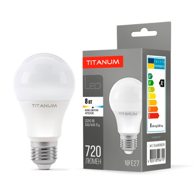 LED лампа TITANUM A60 8W E27 4100К