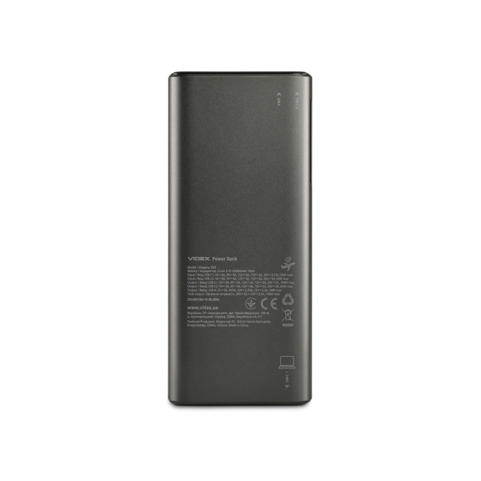 Повербанк VIDEX 20000mAh VPB-323 PD100W +Display Black/28290