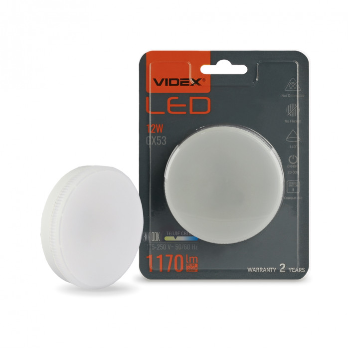 Лампа светодиодная LED VIDEX GX53 12W 3000K 220V VL-GX53-12533/28164