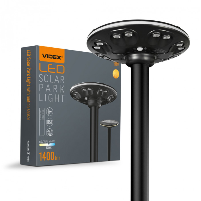 LED світильник автономний парковий IP54 VIDEX 1400Lm Сенсорний LED світильник автономний парковий IP54 VIDEX 1400Lm Сенсорний
