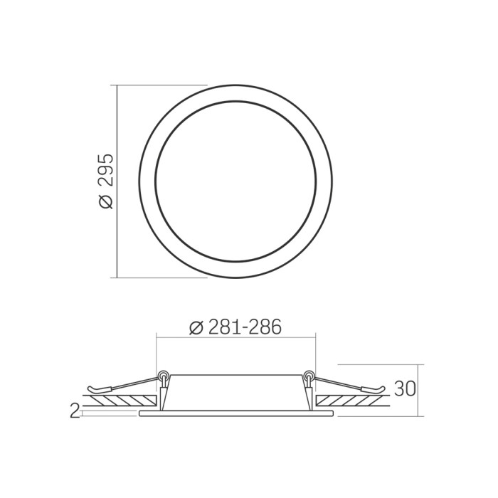 LED світильник Back вбудований круглий VIDEX 26W 5000K