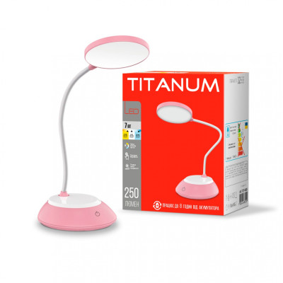 Лампа настольная LED TITANUM TLTF-022Р 7W 3000-6500K USB розовая