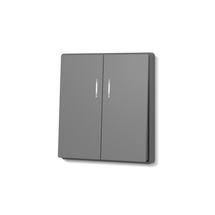 Выключатель двухклавишный с подсветкой серый графит VIDEX NOTA (VF-NT-SW2L-GR)