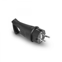 Вилка сетевая IP44 с заземлением прямая 16A с черной ручкой TITANUM STANDARD