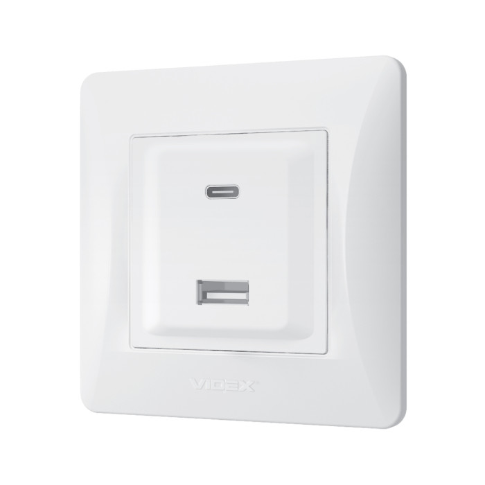 Розетка USB-A + USB-C PD20W біла VIDEX BINERA