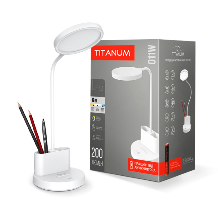 Лампа настольная аккумуляторная LED TITANUM TLTF-011W 6W 2700-6000K Лампа настольная аккумуляторная LED TITANUM TLTF-011W 6W 2700-6000K