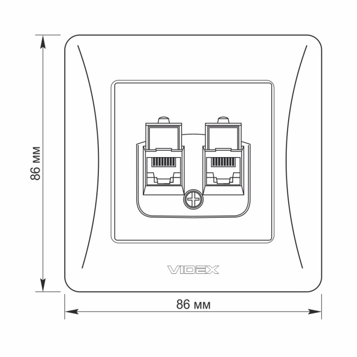 Розетка CAT6+CAT6 комп'ютерна подвійна срібний шовк VIDEX BINERA