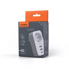 Мережевий адаптер VIDEX ONCORD з/з 1п 2.4A 2USB+USB-C White