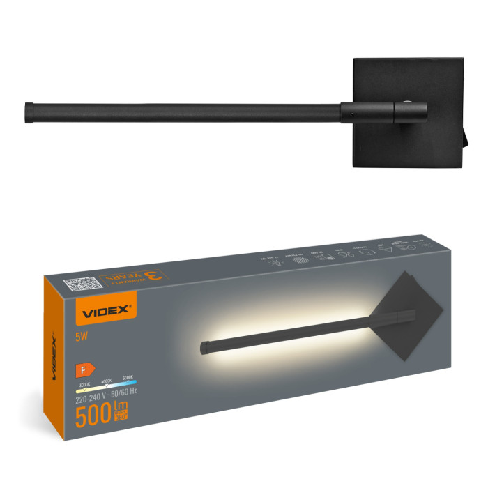 LED світильник настінний VIDEX WL041 5W 3000-4000-6000K Black