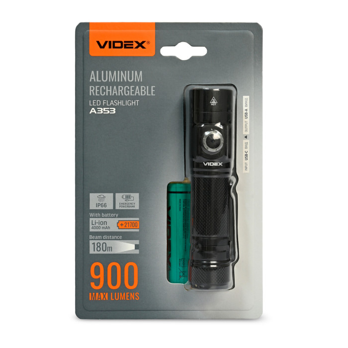 Портативний світлодіодний ліхтарик VIDEX VLF-A353 900Lm 5000K 28359