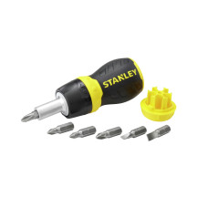 Отвертка Укороченная Stanley® Multibit Ratchet Stubby С Храповым Механизмом В Комплекте С 6 Ма Вставками 0-66-358